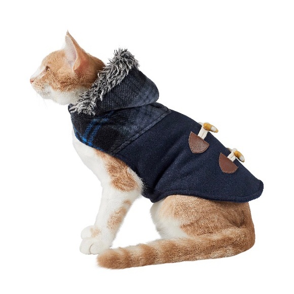 Frisco Plaid Hooded and Insulated Dog & Cat Peacoat, Navy, Medium - Picture 7 of 14
